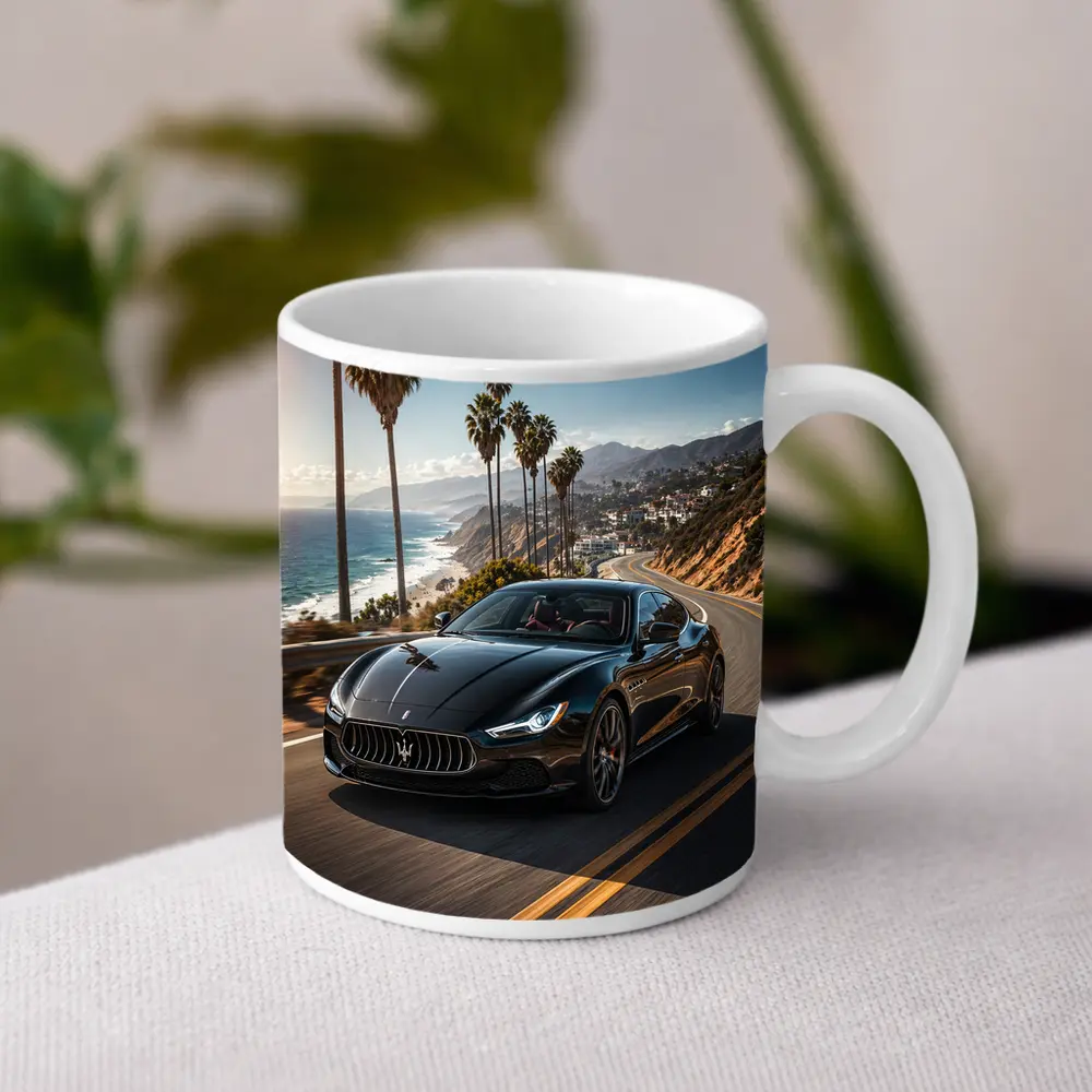 Maserati Ghibli Black Coastal Road Drive – Mugs
