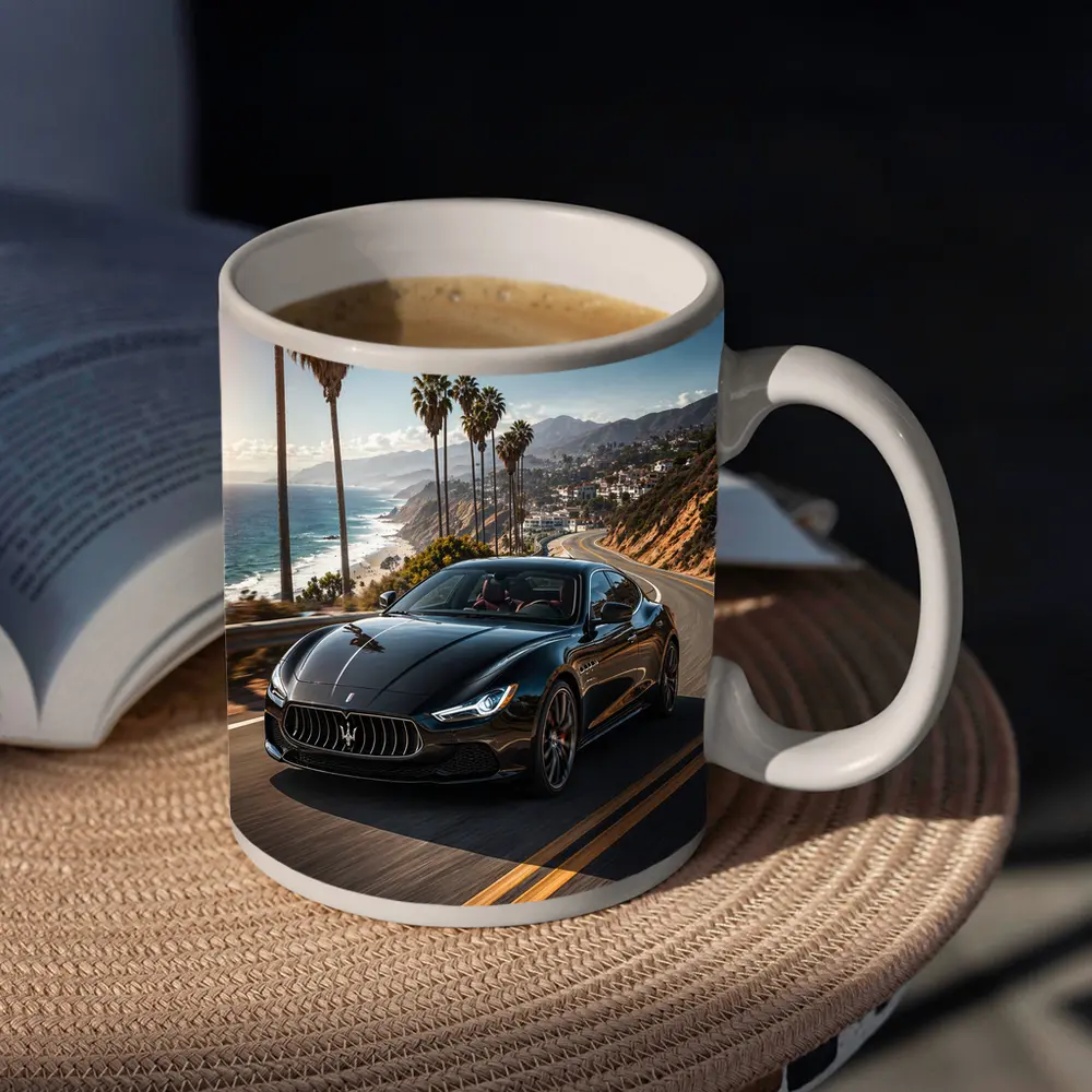 Maserati Ghibli Black Coastal Road Drive – Mugs
