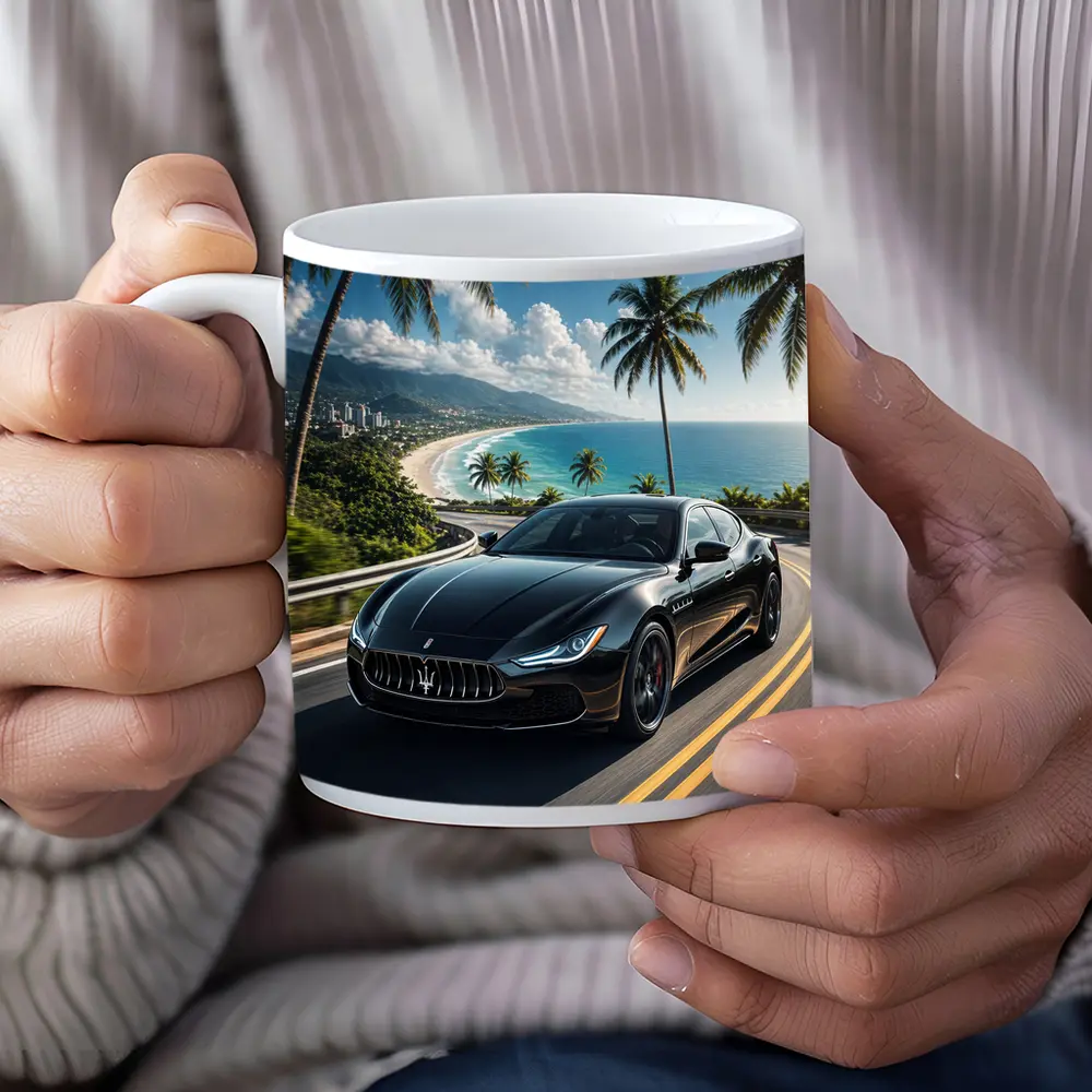 Maserati Ghibli Black Coastal Road Drive – Mugs
