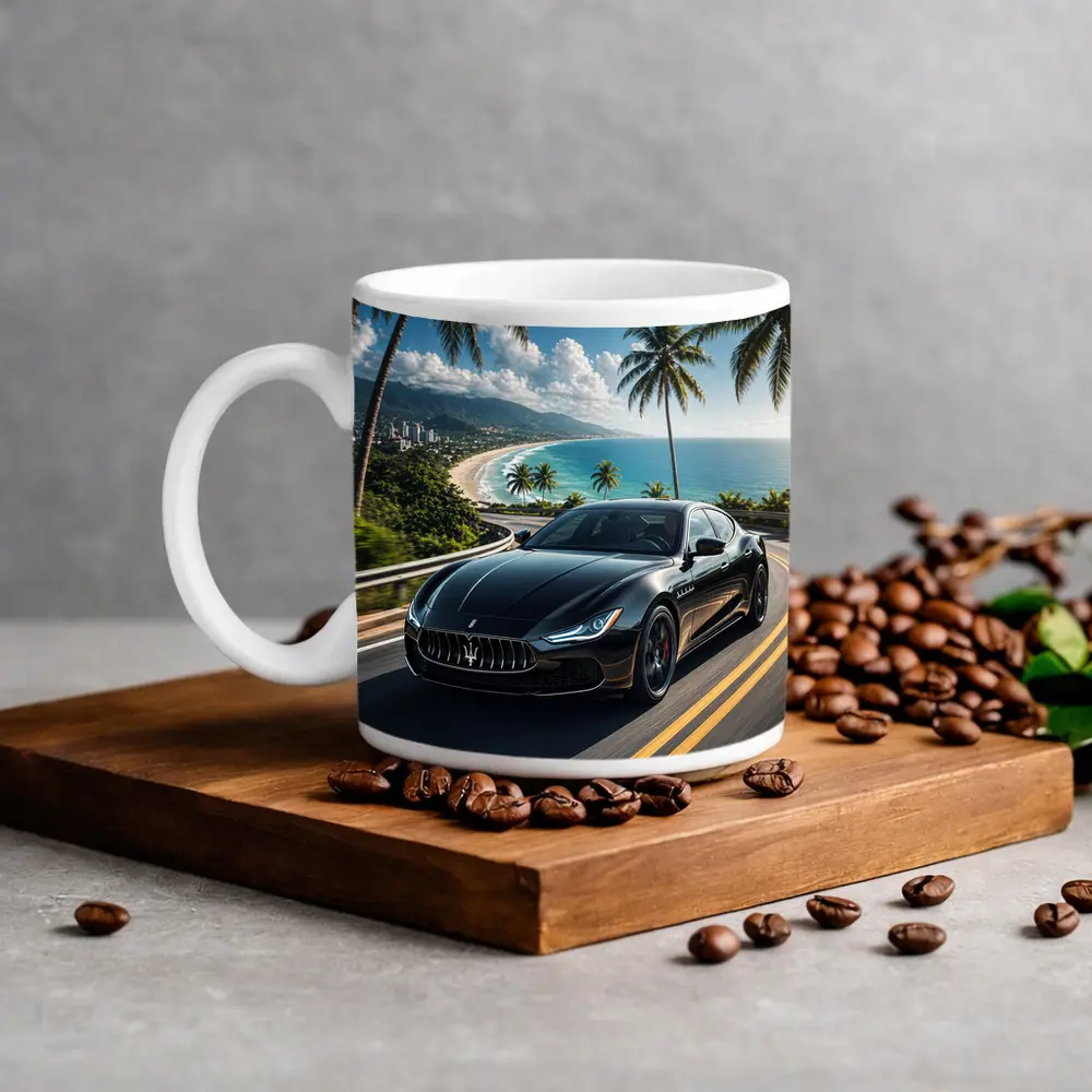 Maserati Ghibli Black Coastal Road Drive – Mugs