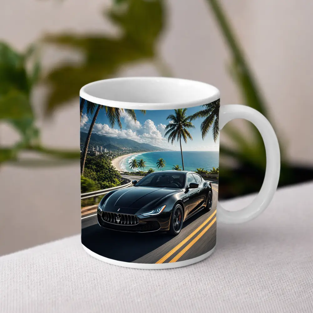 Maserati Ghibli Black Coastal Road Drive – Mugs