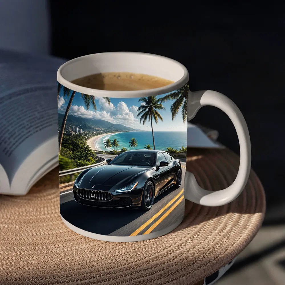 Maserati Ghibli Black Coastal Road Drive – Mugs