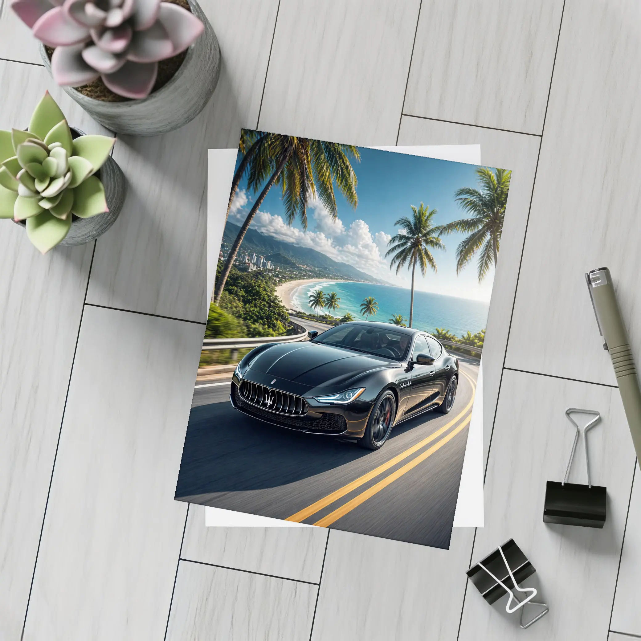 Maserati Ghibli Black Coastal Road Drive – Postcards