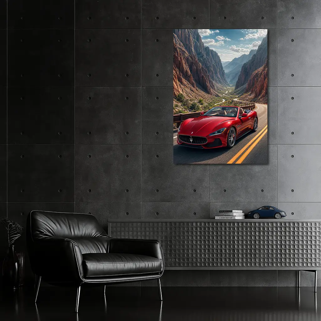 Maserati GranCabrio Red Canyon Road Drive – Wall Art