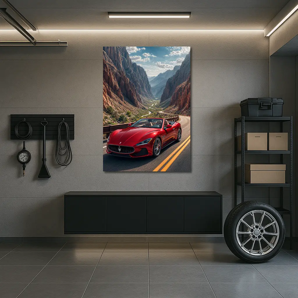 Maserati GranCabrio Red Canyon Road Drive – Wall Art