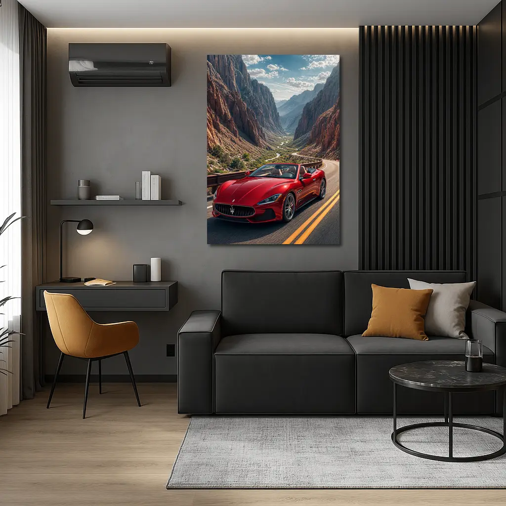 Maserati GranCabrio Red Canyon Road Drive – Wall Art