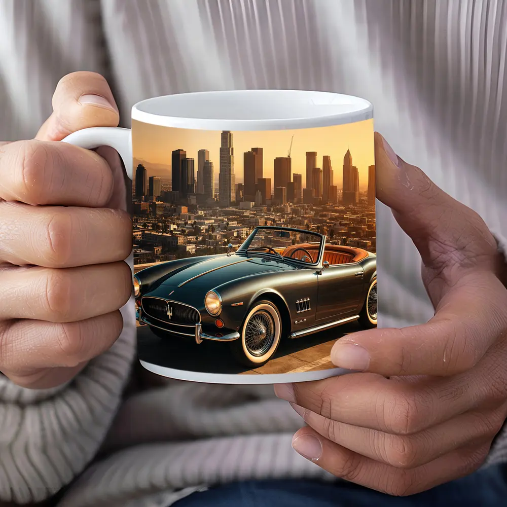 Maserati GranTurismo Classic Convertible Los Angeles Skyline – Mugs