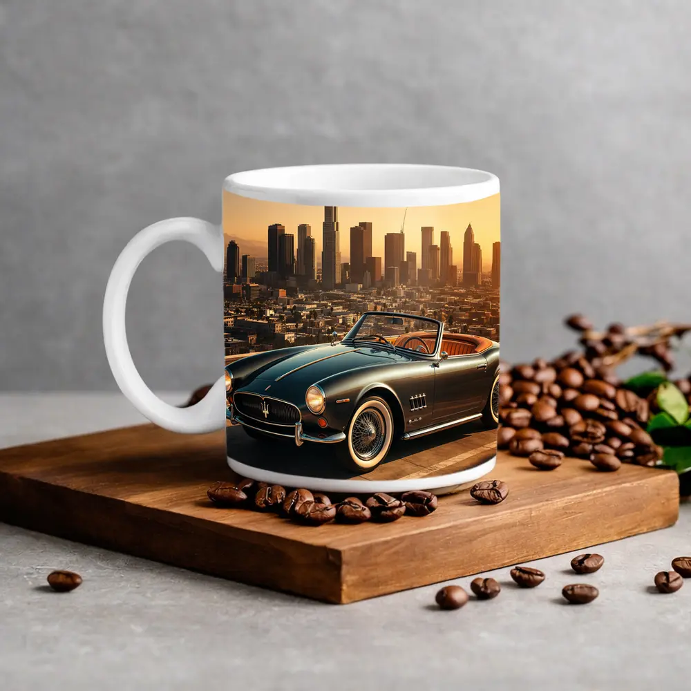 Maserati GranTurismo Classic Convertible Los Angeles Skyline – Mugs