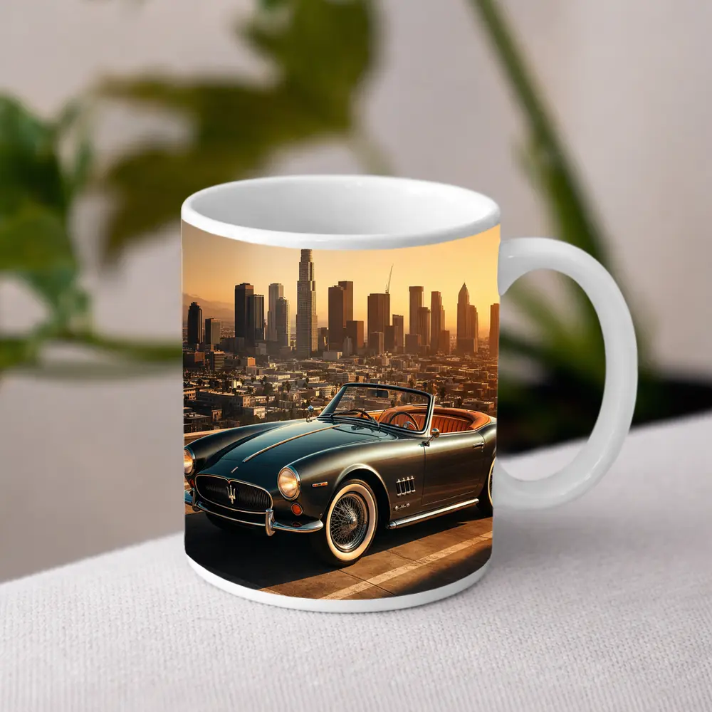 Maserati GranTurismo Classic Convertible Los Angeles Skyline – Mugs