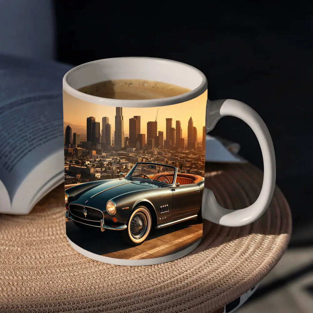 Maserati GranTurismo Classic Convertible Los Angeles Skyline – Mugs