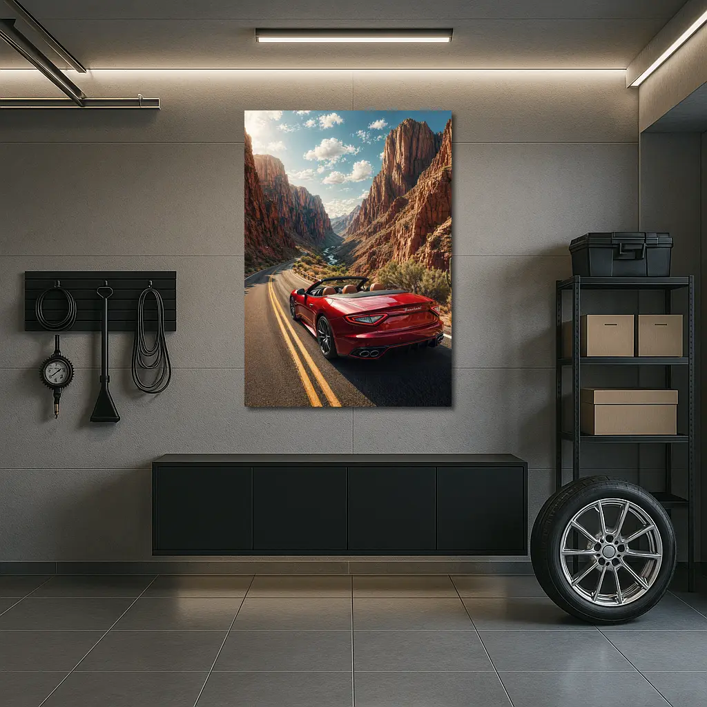 Maserati GranCabrio Red Canyon Road Drive – Wall Art