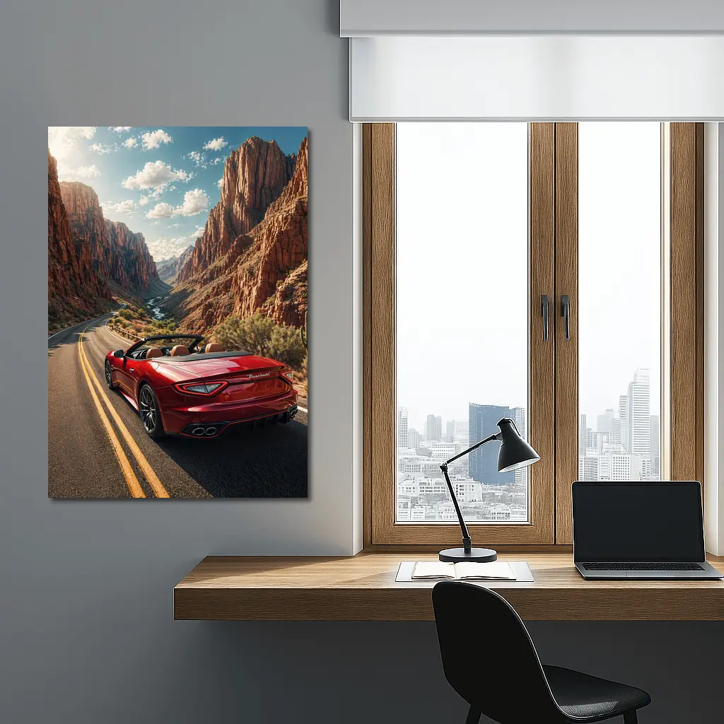 Maserati GranCabrio Red Canyon Road Drive – Wall Art
