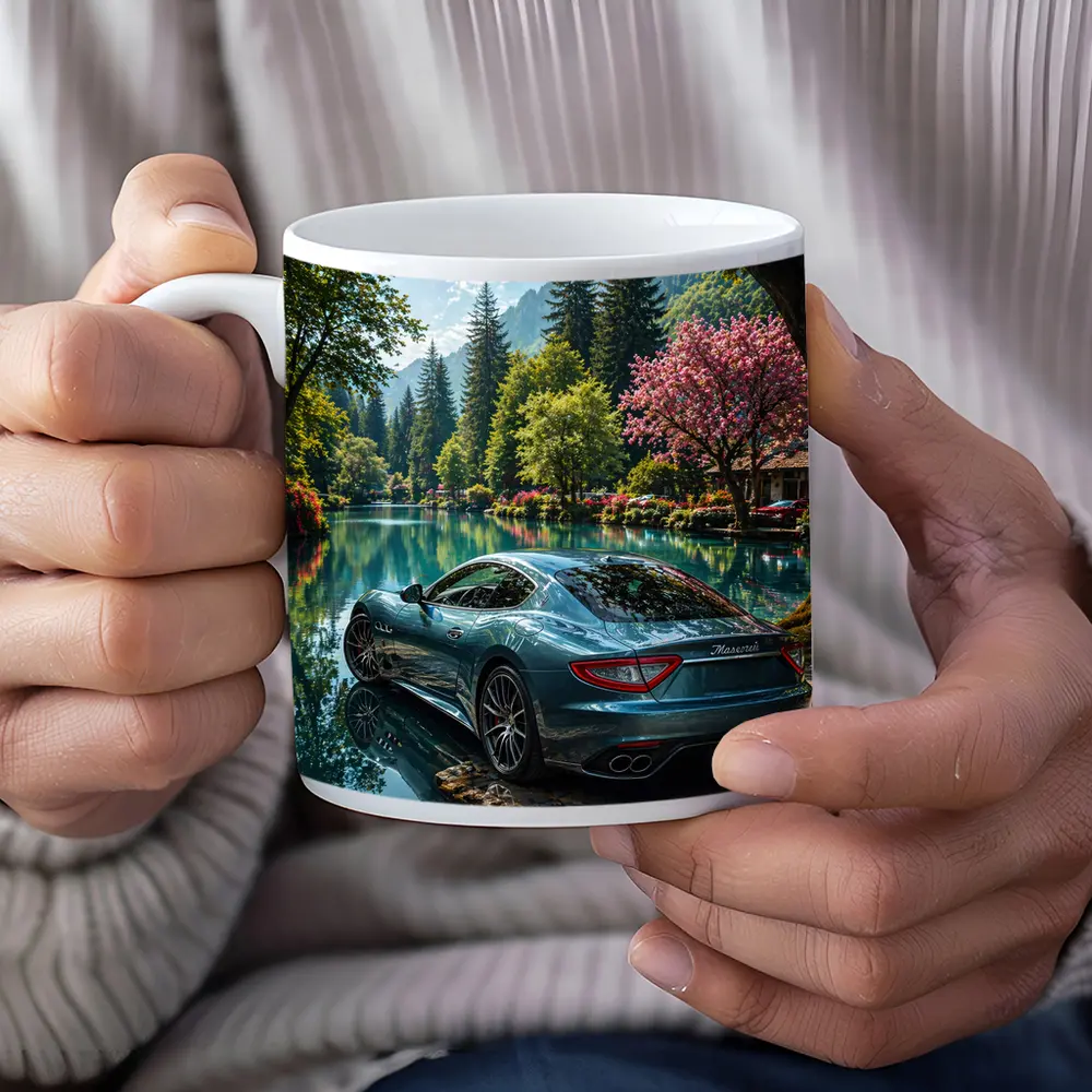 Maserati GranTurismo Parked By Lakeside Forest – Mugs