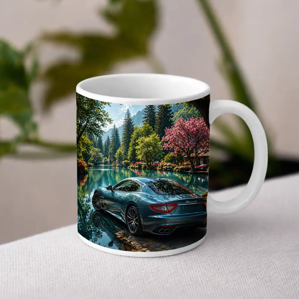 Maserati GranTurismo Parked By Lakeside Forest – Mugs
