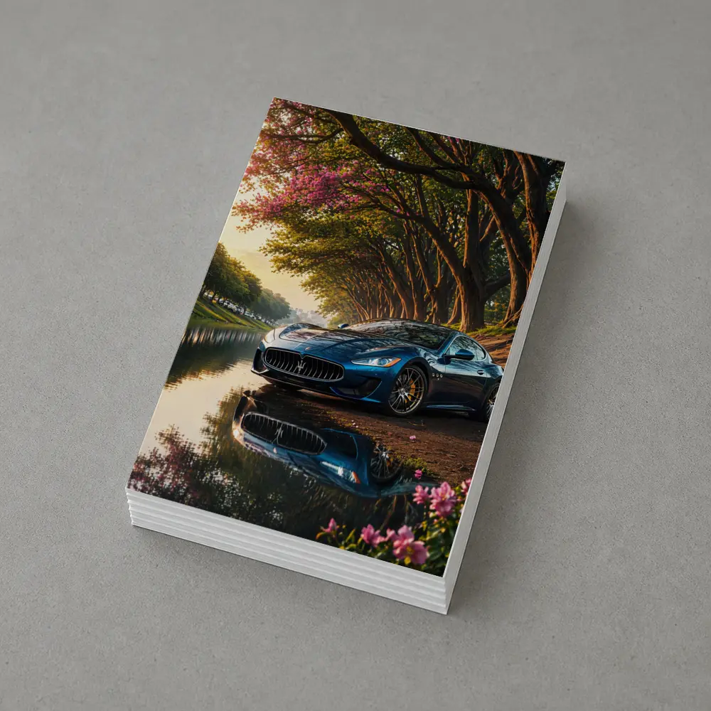 Maserati GranTurismo Blue Car By River – Postcards