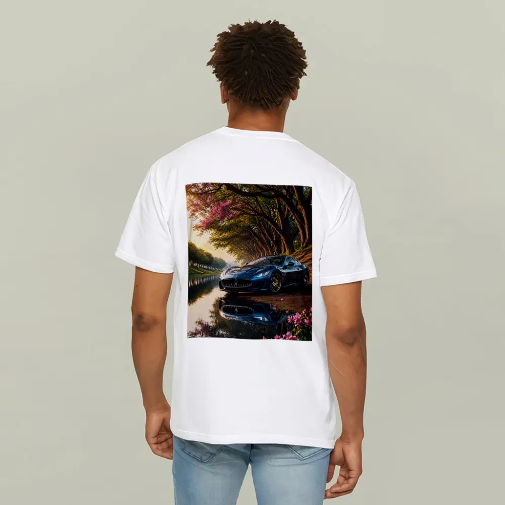 Maserati GranTurismo Blue Car By River – T-Shirts
