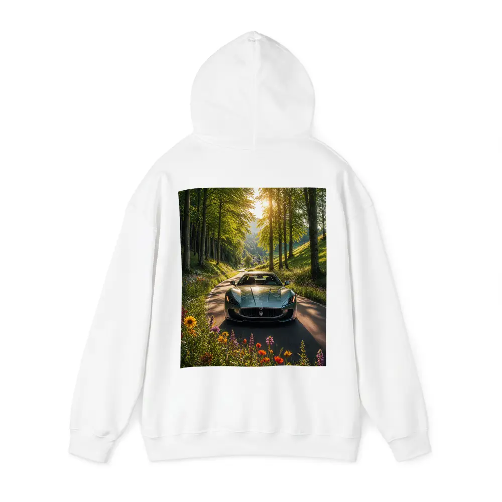 Maserati GranTurismo Silver Car Forest Road – Hoodies