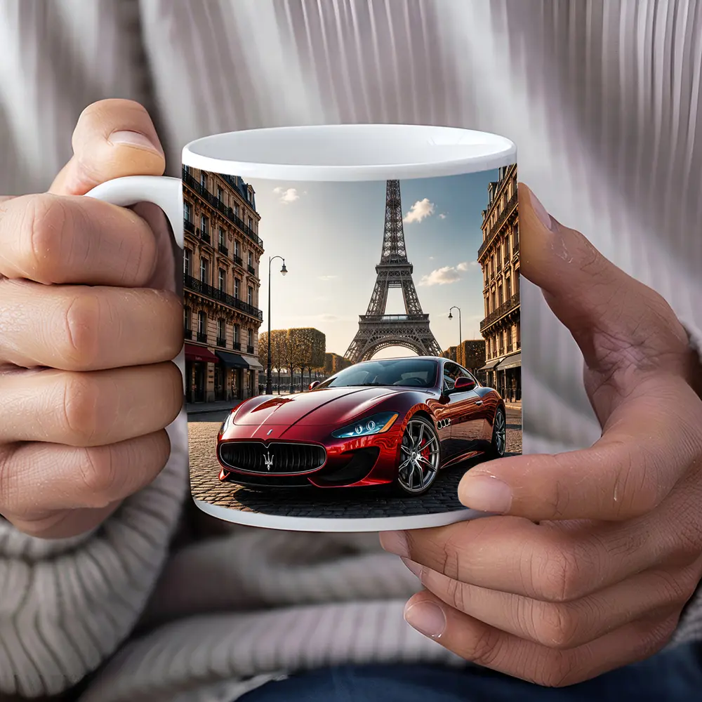 Maserati GranTurismo Red Car Paris Eiffel Tower – Mugs