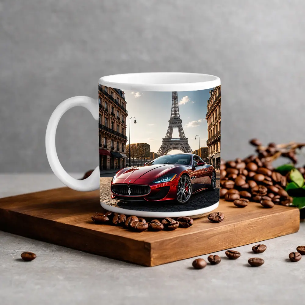 Maserati GranTurismo Red Car Paris Eiffel Tower – Mugs