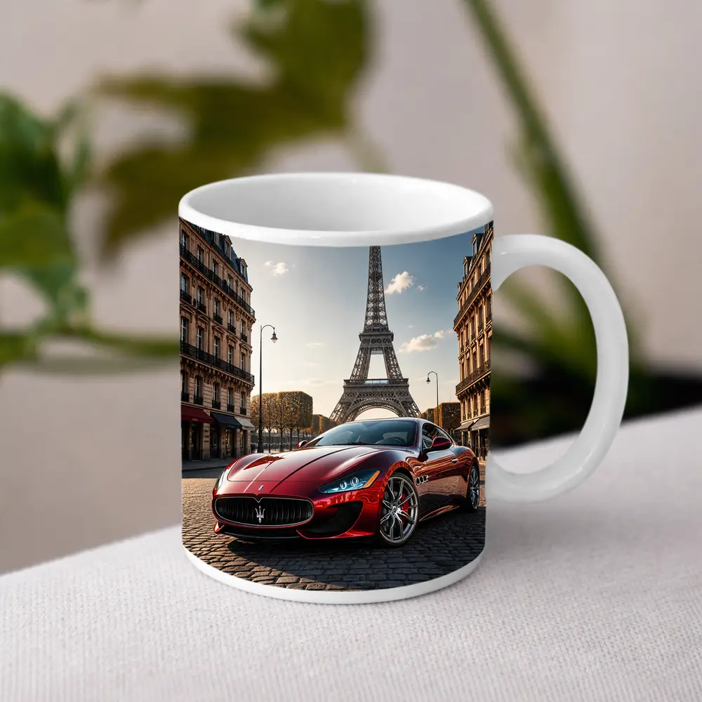 Maserati GranTurismo Red Car Paris Eiffel Tower – Mugs