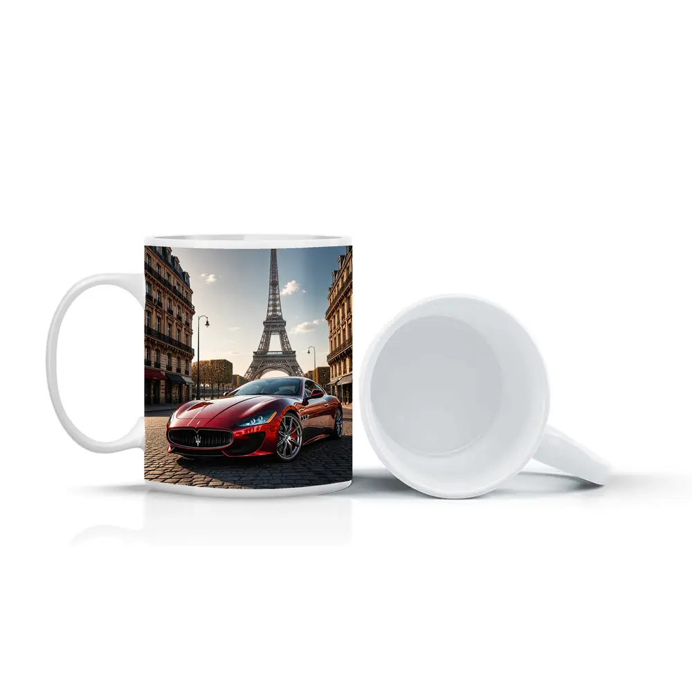 Maserati GranTurismo Red Car Paris Eiffel Tower – Mugs