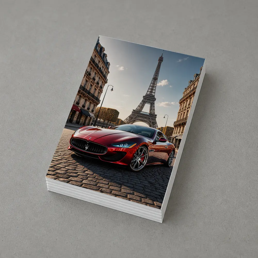 Maserati GranTurismo Red Car Paris Eiffel Tower – Postcards