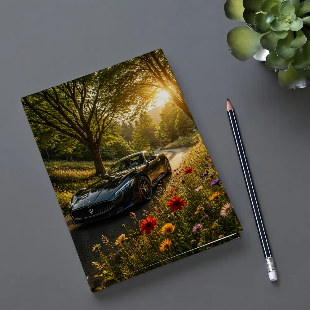 Maserati GranTurismo Black Sports Car Forest Road – Notebooks