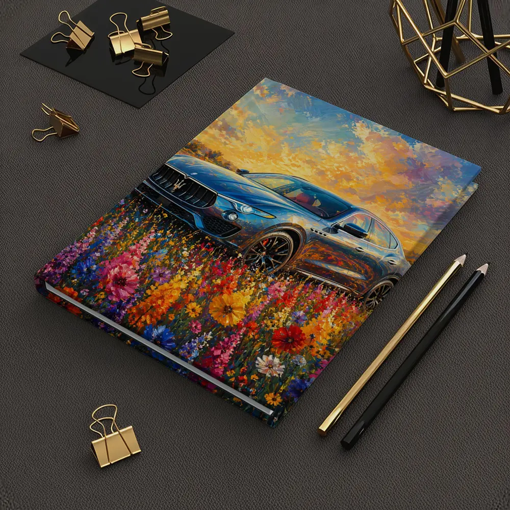 Maserati Levante Blue SUV Wildflower Field Painting – Notebooks