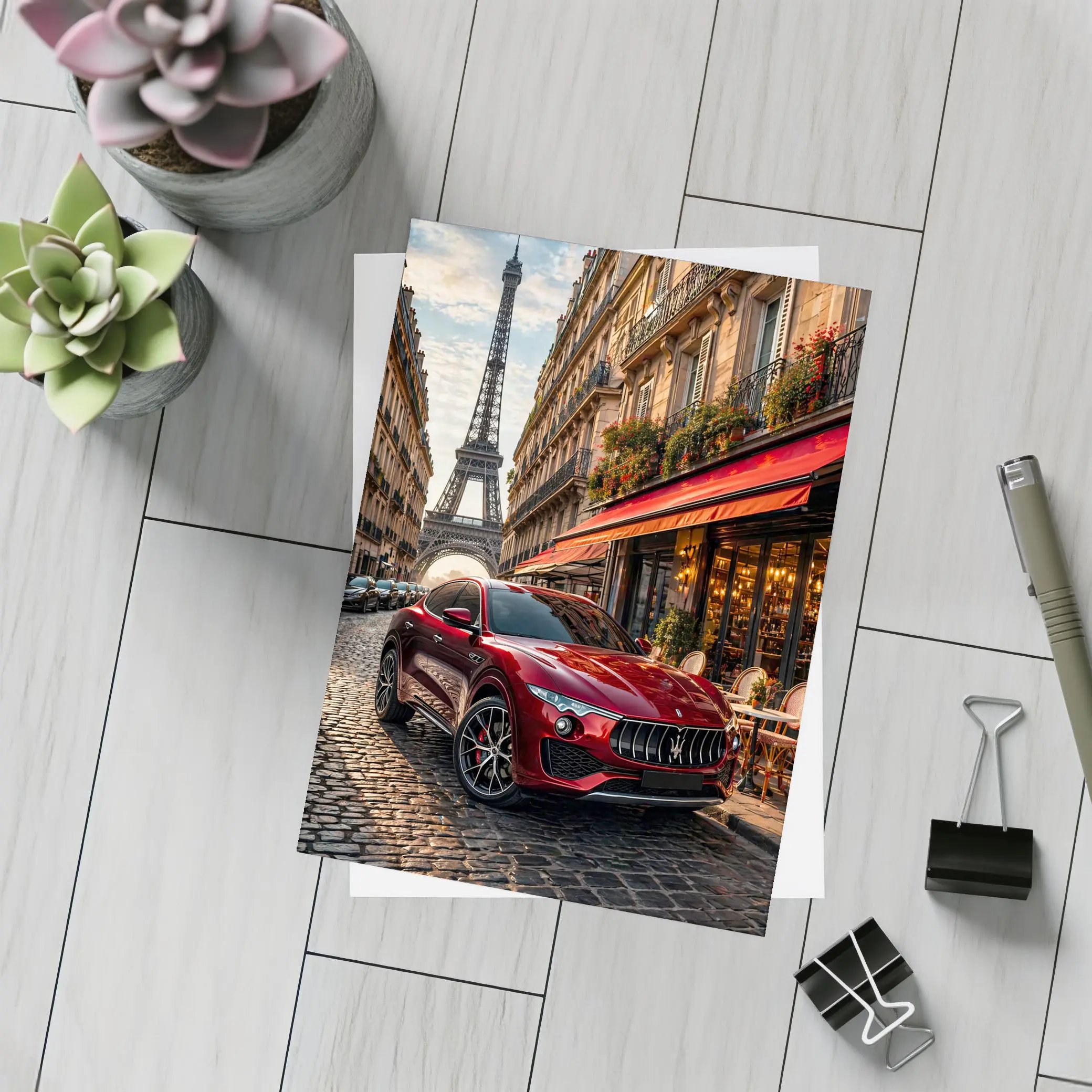 Maserati Levante Red SUV Paris Streets – Postcards