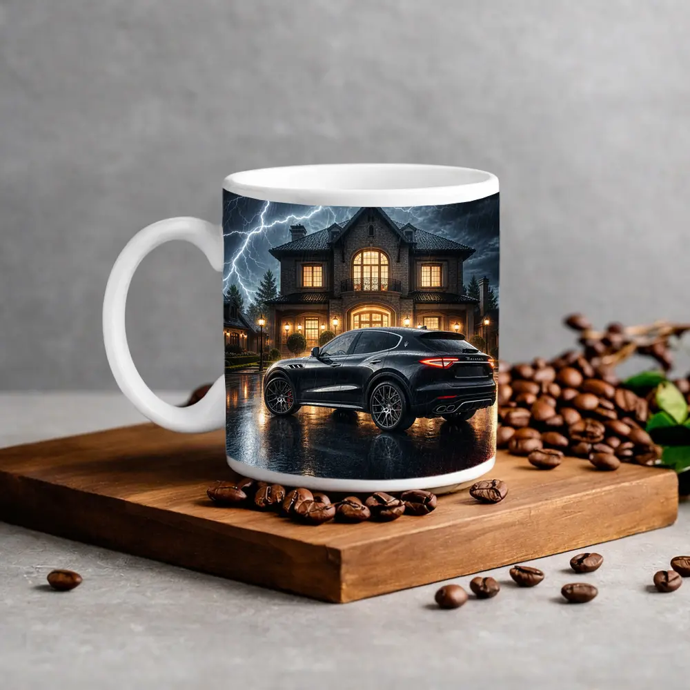 Maserati Levante Black Stormy Night Mansion – Mugs