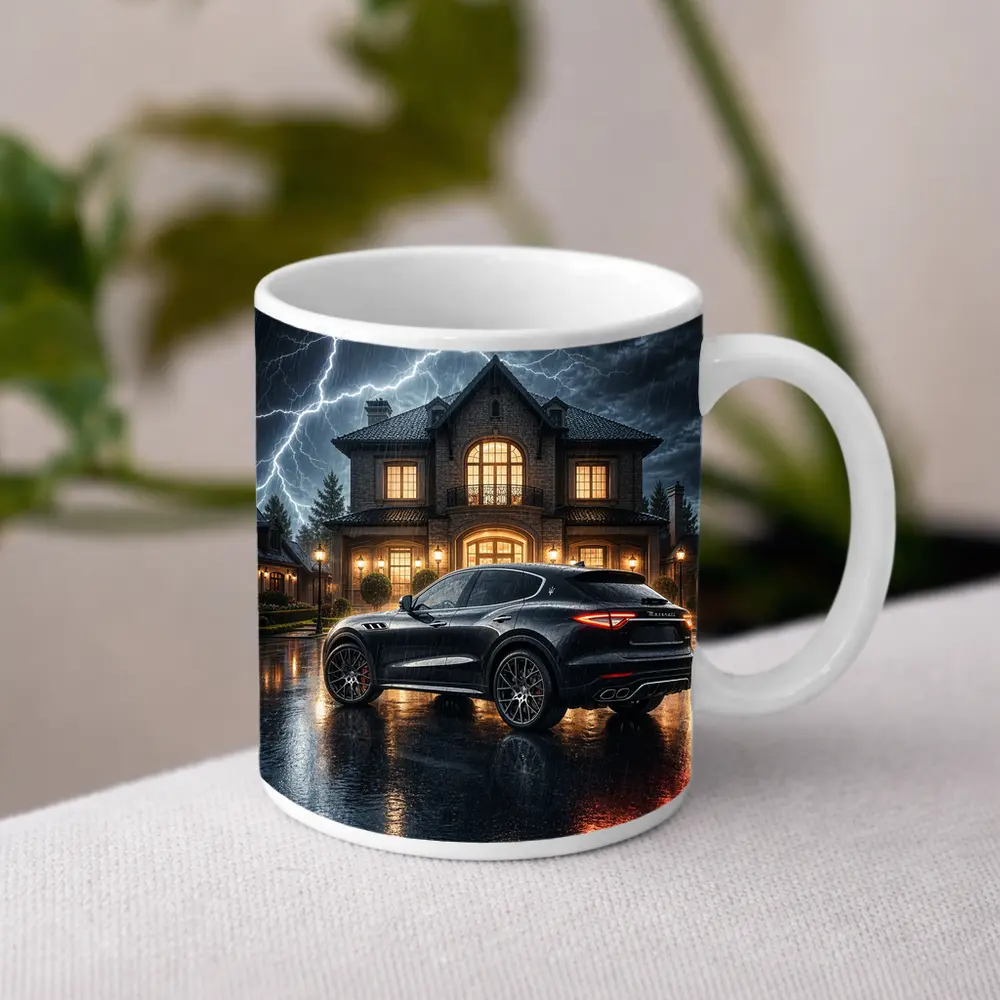 Maserati Levante Black Stormy Night Mansion – Mugs