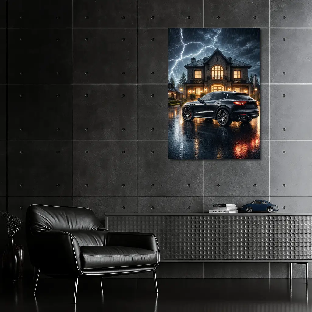 Maserati Levante Black Stormy Night Mansion – Wall Art