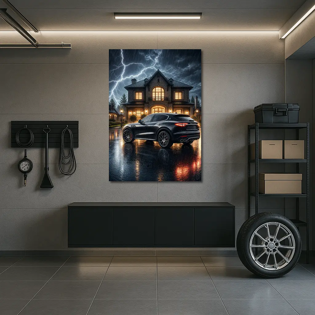 Maserati Levante Black Stormy Night Mansion – Wall Art