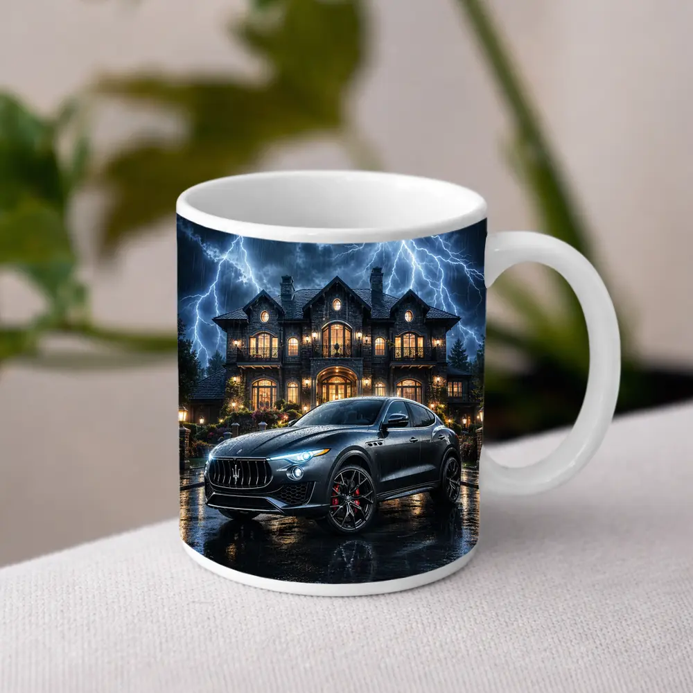 Maserati Levante Dark Stormy Night Mansion – Mugs