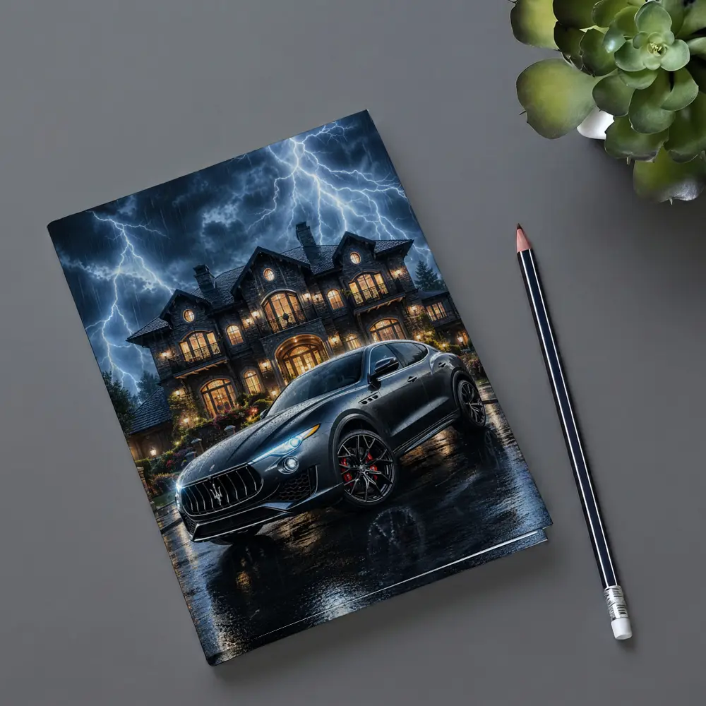 Maserati Levante Dark Stormy Night Mansion – Notebooks