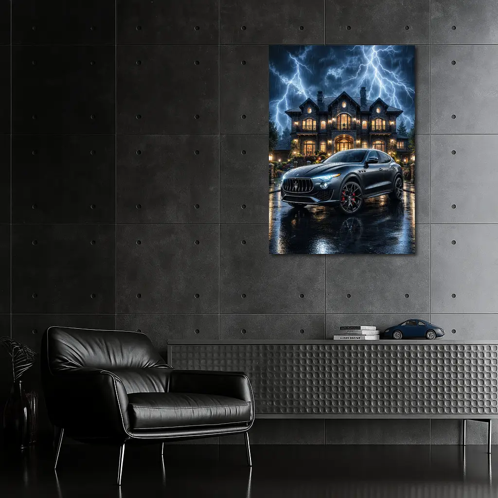 Maserati Levante Dark Stormy Night Mansion – Wall Art