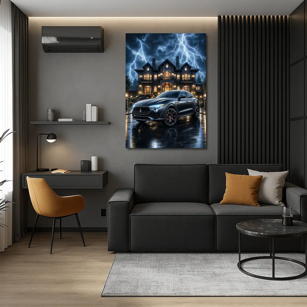 Maserati Levante Dark Stormy Night Mansion – Wall Art