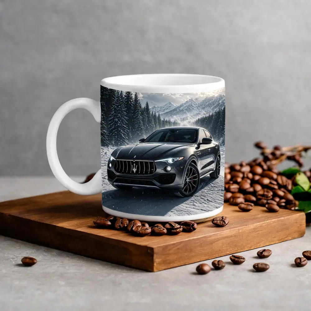 Maserati Levante Black Snow Winter Forest – Mugs
