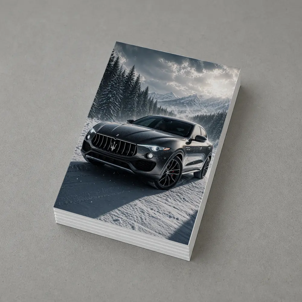Maserati Levante Black Snow Winter Forest – Postcards