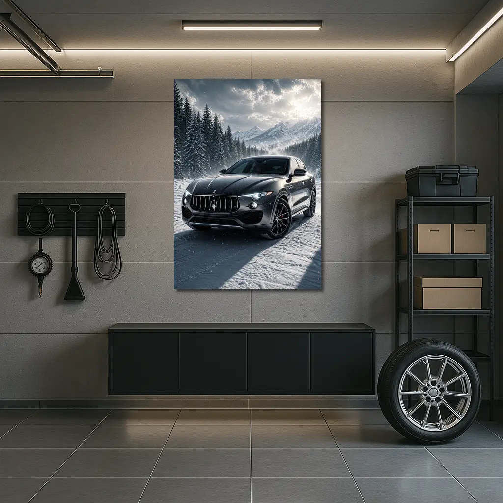 Maserati Levante Black Snow Winter Forest – Wall Art