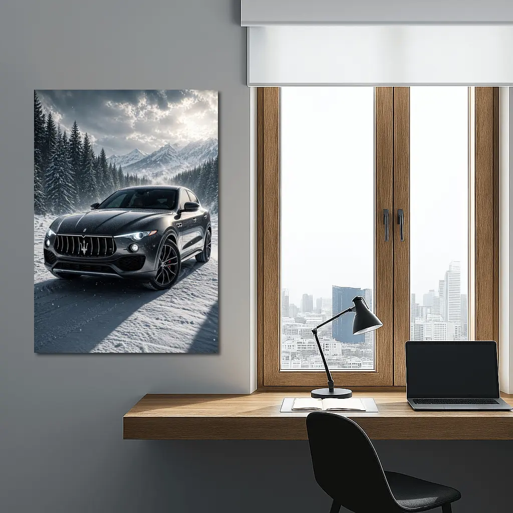 Maserati Levante Black Snow Winter Forest – Wall Art