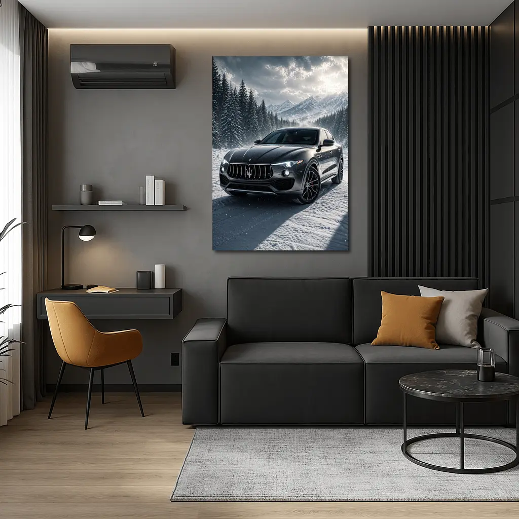 Maserati Levante Black Snow Winter Forest – Wall Art