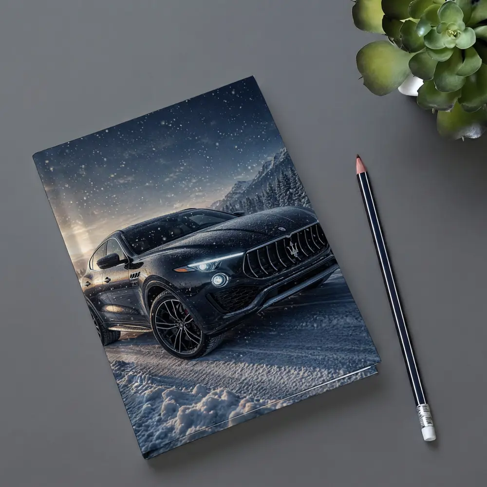 Maserati Levante Black SUV Snowy Night – Notebooks