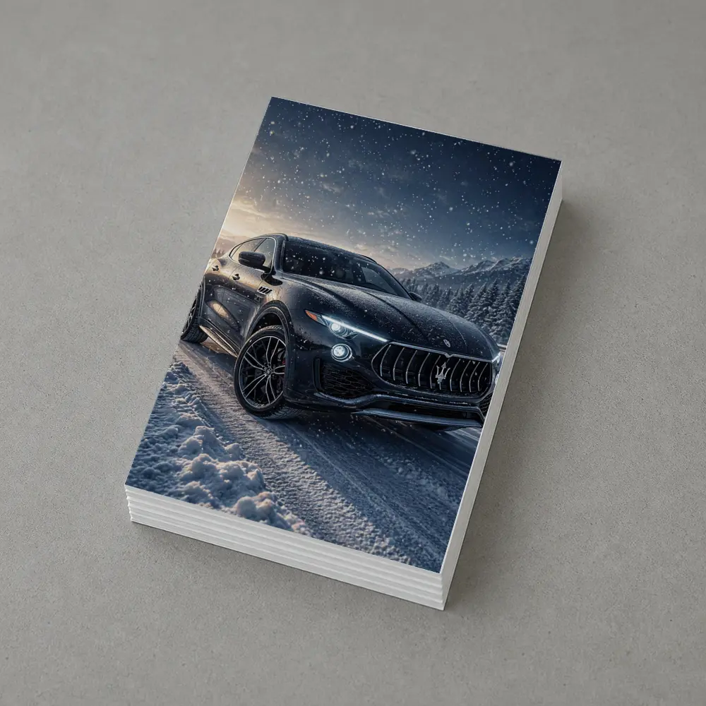 Maserati Levante Black SUV Snowy Night – Postcards