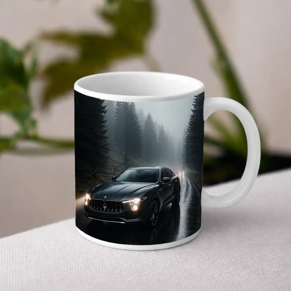 Maserati Levante Dark Rainy Forest Road – Mugs