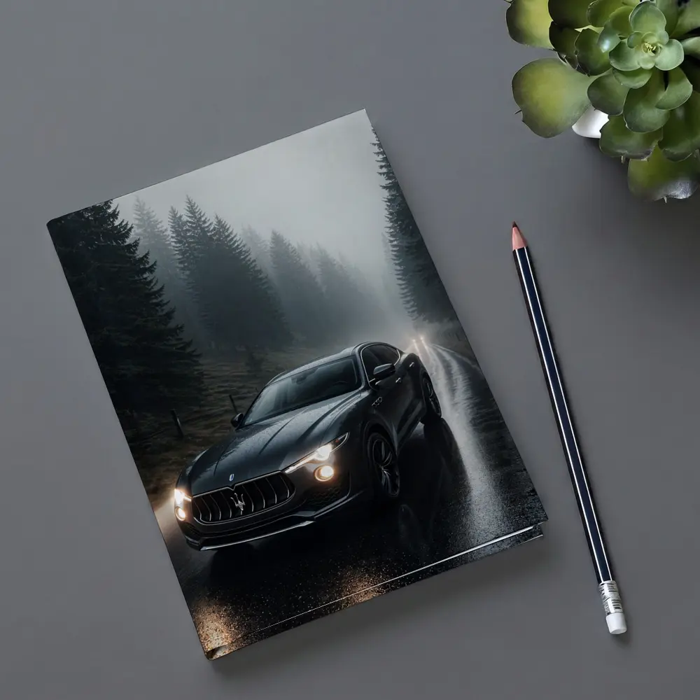 Maserati Levante Dark Rainy Forest Road – Notebooks