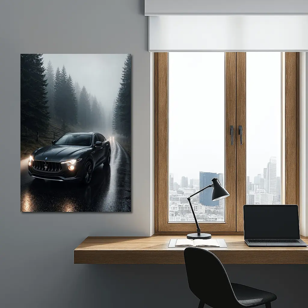 Maserati Levante Dark Rainy Forest Road – Wall Art