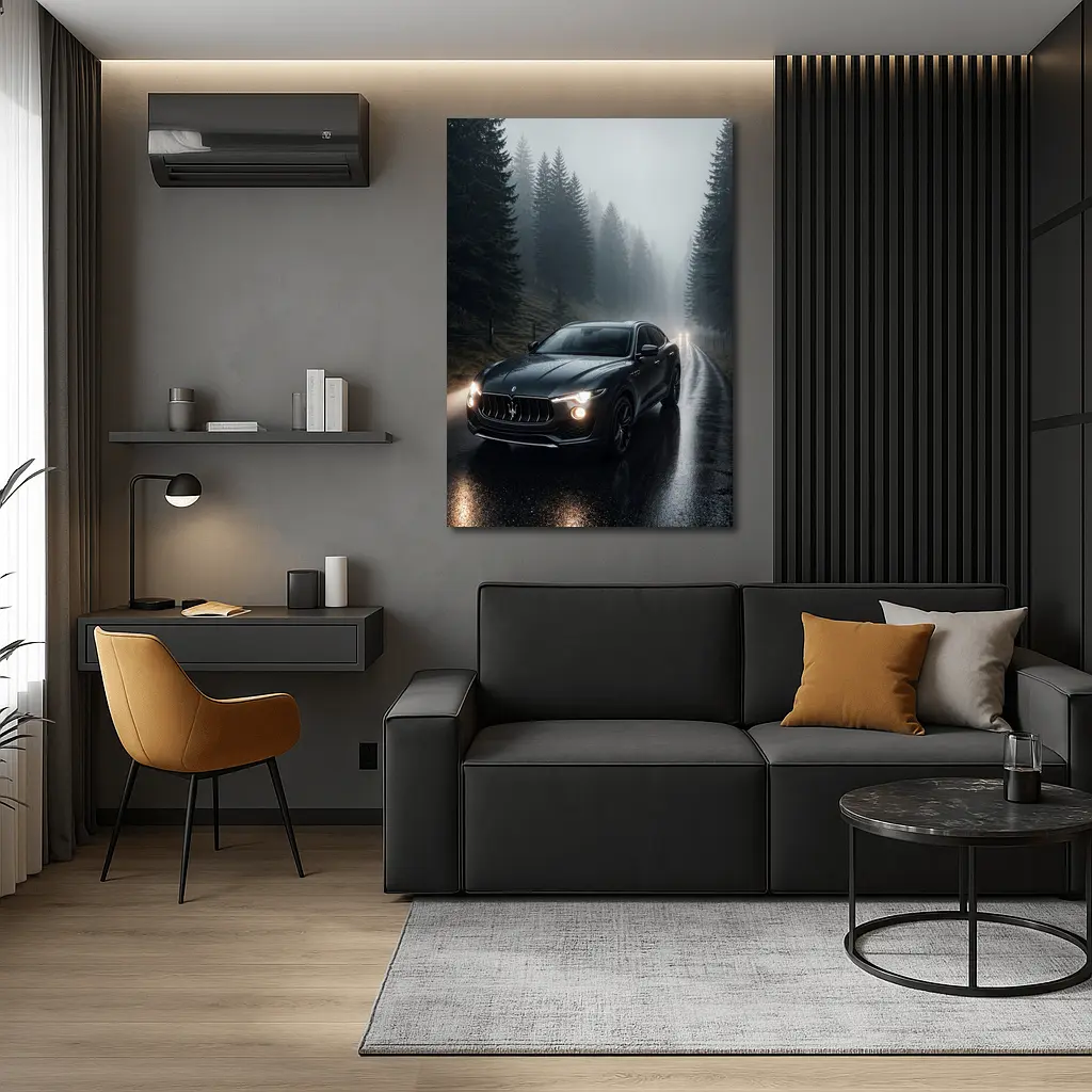 Maserati Levante Dark Rainy Forest Road – Wall Art
