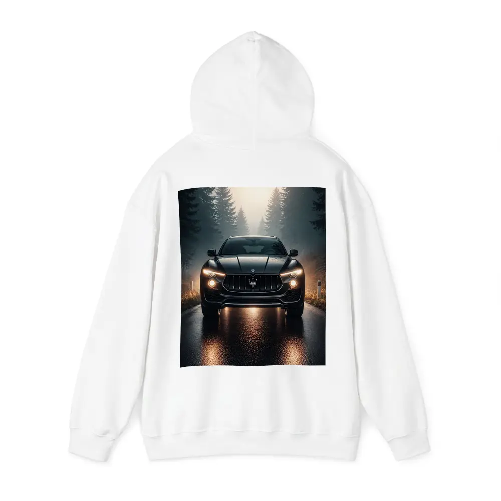 Maserati Levante Black SUV Foggy Forest Road – Hoodies