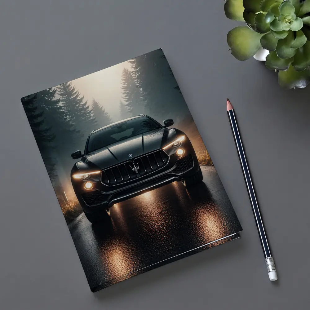 Maserati Levante Black SUV Foggy Forest Road – Notebooks